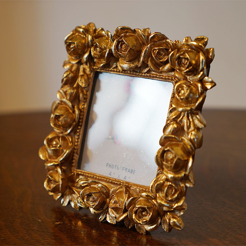 楽天市場】薔薇のフォトフレーム ローズ ゴールド 写真立て スクエア