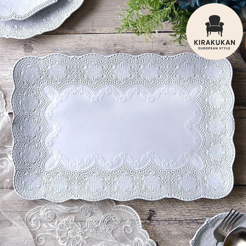 楽天市場】ラ セラミカ メルレット ホワイト レース スクエアプレート