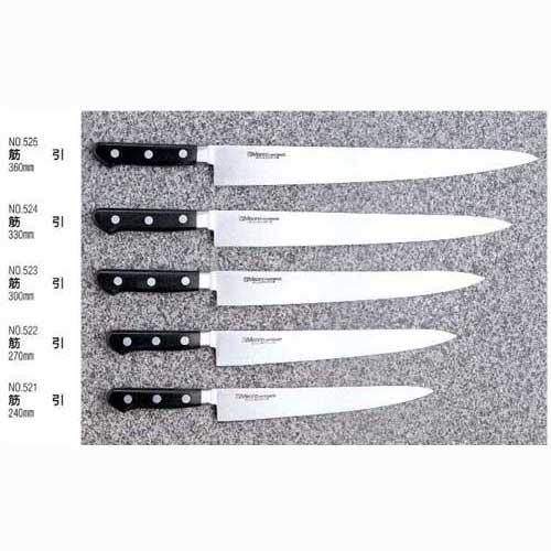 楽天市場】ミソノ MISONO モリブデン鋼 筋引 ツバ付 240mm包丁 NO