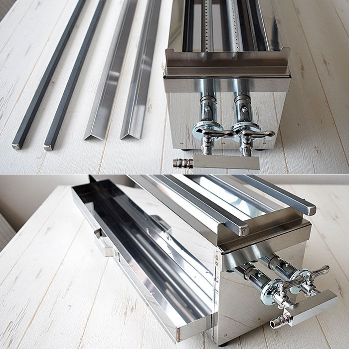 楽天市場】ガス 焼き鳥コンロ 2本バーナー 特大 横幅60cm×奥行き15cm