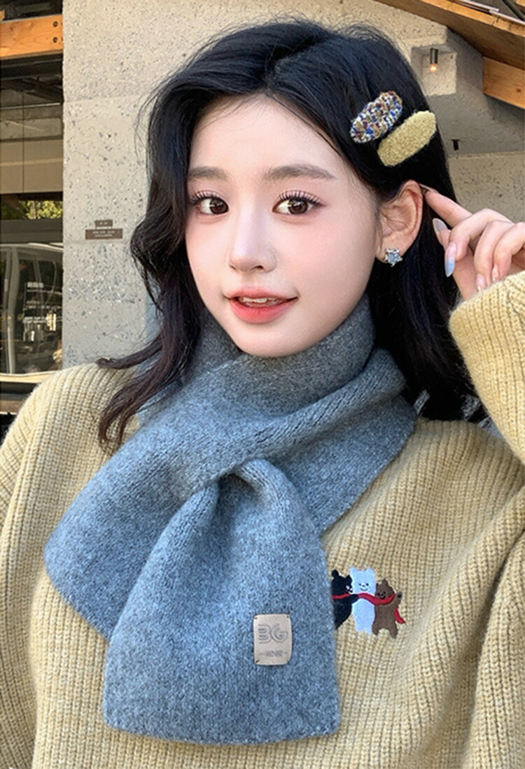 楽天市場】かわいい ニット ミニ マフラー 80cm シンプル ネック