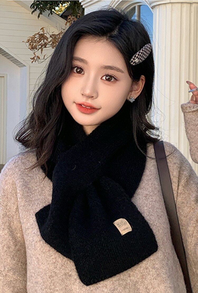 楽天市場】かわいい ニット ミニ マフラー 80cm シンプル ネック
