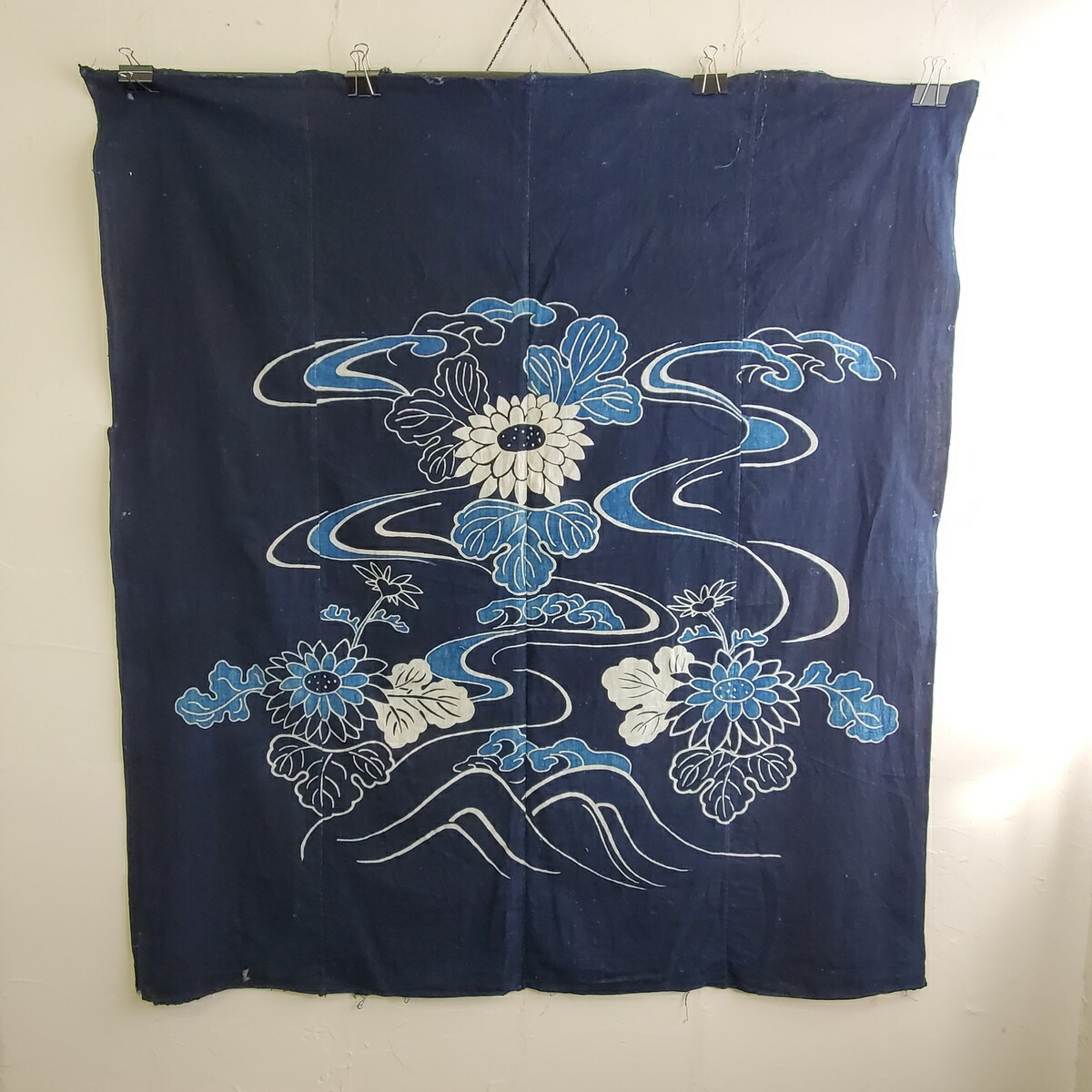 楽天市場】河内木綿 筒描き 4幅 ／綿布 襤褸 ボロ 藍 リメイク 型染め