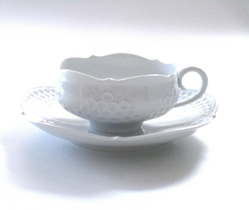 楽天市場】マイセンMEISSEN ホワイトレリーフ ティーカップ＆ソーサー