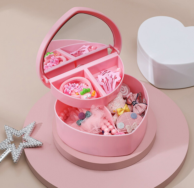 楽天市場】送料無料 アクセサリー収納ボックス 2段 ハート型 子供用