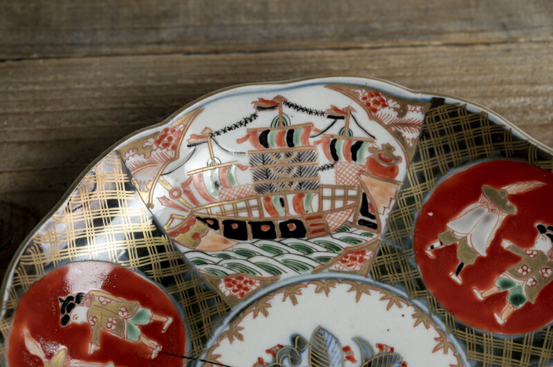 楽天市場】骨董○古伊万里金襴手南蛮人文皿○W24cm | 南蛮船 / 五艘線