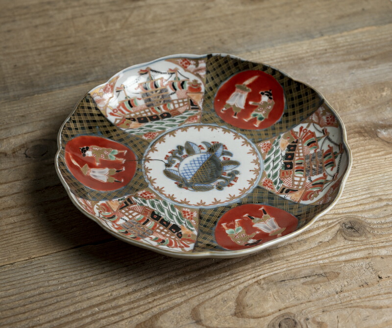 楽天市場】骨董○古伊万里金襴手南蛮人文皿○W24cm | 南蛮船 / 五艘線