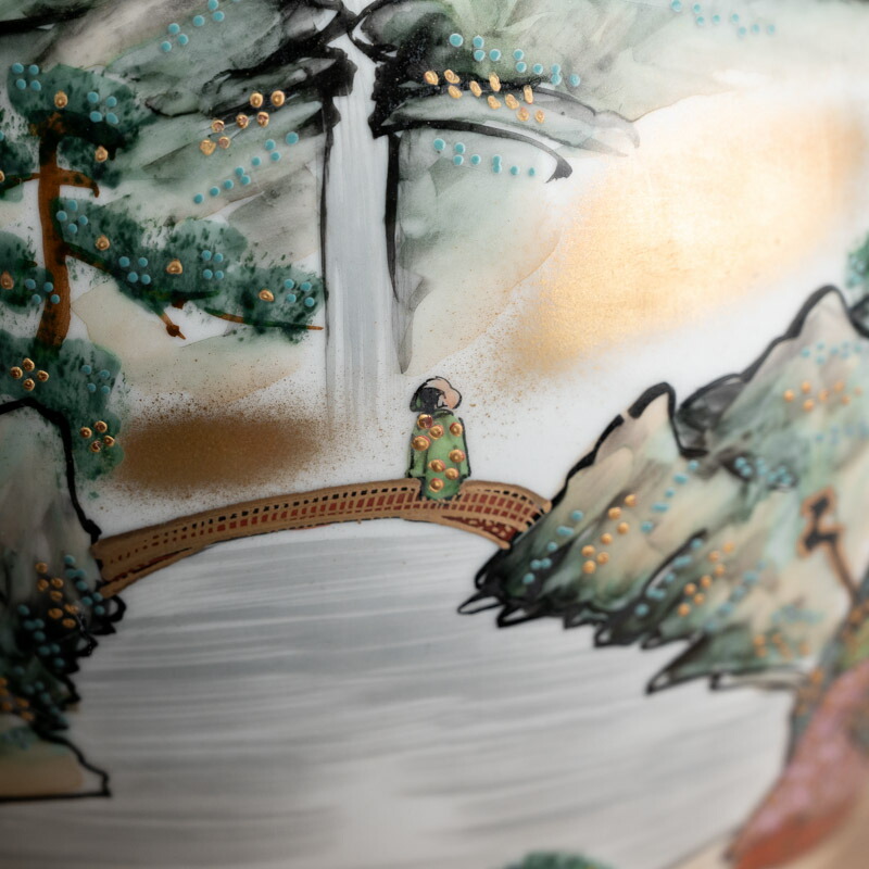 楽天市場】骨董○九谷焼色絵竹林賢人文花瓶○松鶴 /作 | 共箱 | 大型