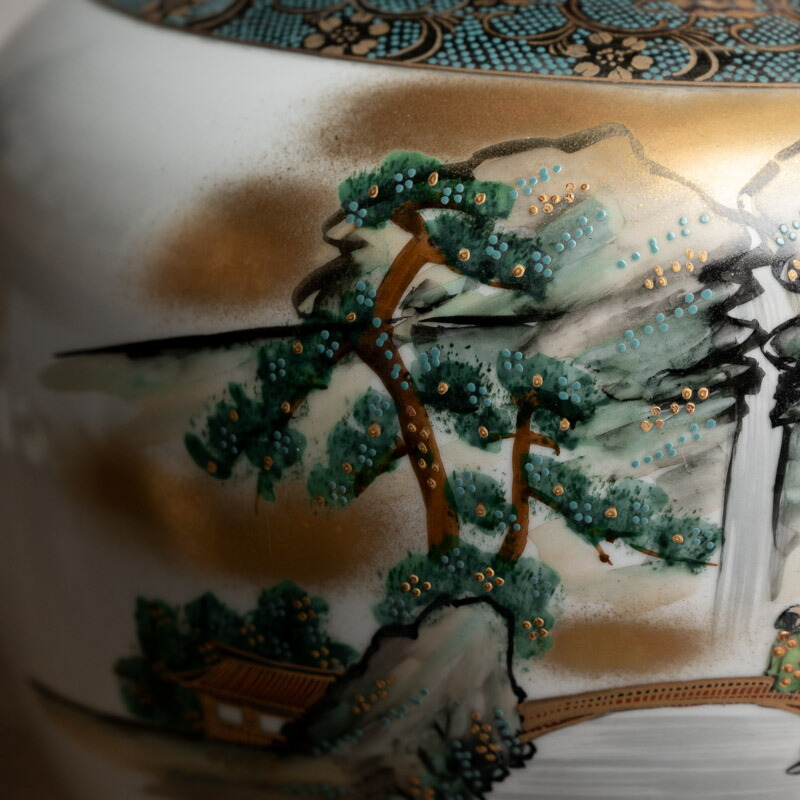 楽天市場】骨董○九谷焼色絵竹林賢人文花瓶○松鶴 /作 | 共箱 | 大型