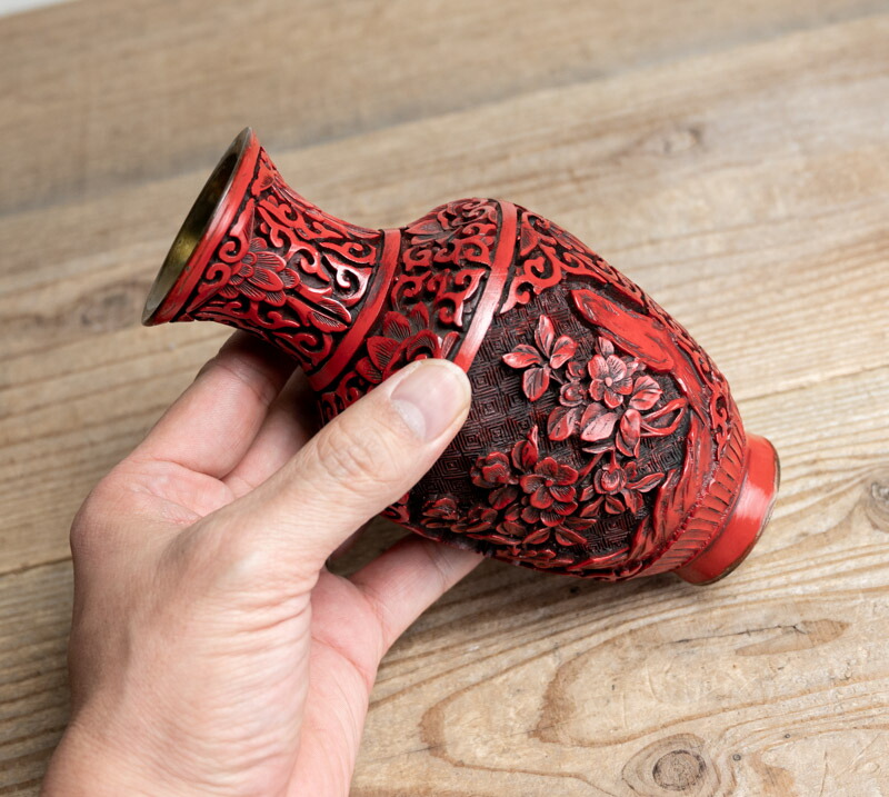 楽天市場】骨董○堆朱花文花瓶○堆朱 / 銅製 / 陰刻文 | 20世紀頃