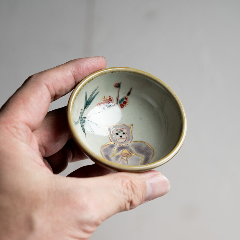 楽天市場】骨董○九谷焼色絵猿文盃○田中英子 / 作 | 共箱 | 現代
