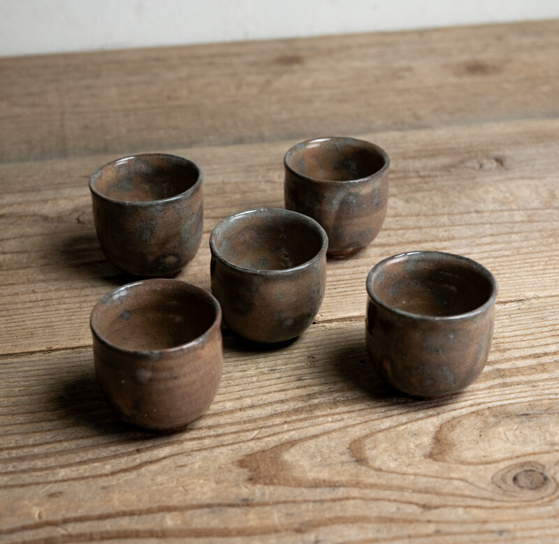 萩焼 十三代坂田泥華作など ぐい呑み 十種 黒田陶々庵極め箱 M R8426