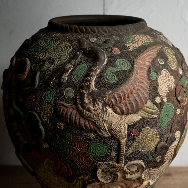 楽天市場】骨董○琉球焼色絵陽刻鳳凰文大壺○浮彫 | 江戸時代頃-19世紀