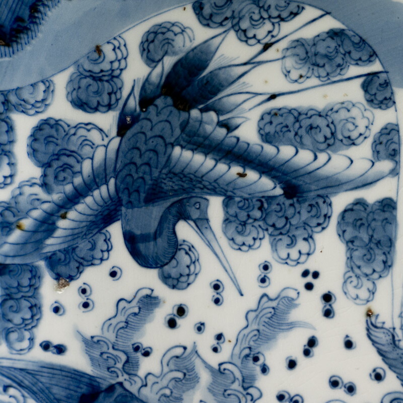 楽天市場】骨董○古伊万里染付鶴亀文四角皿○W36.5cm大型皿 | 江戸後期