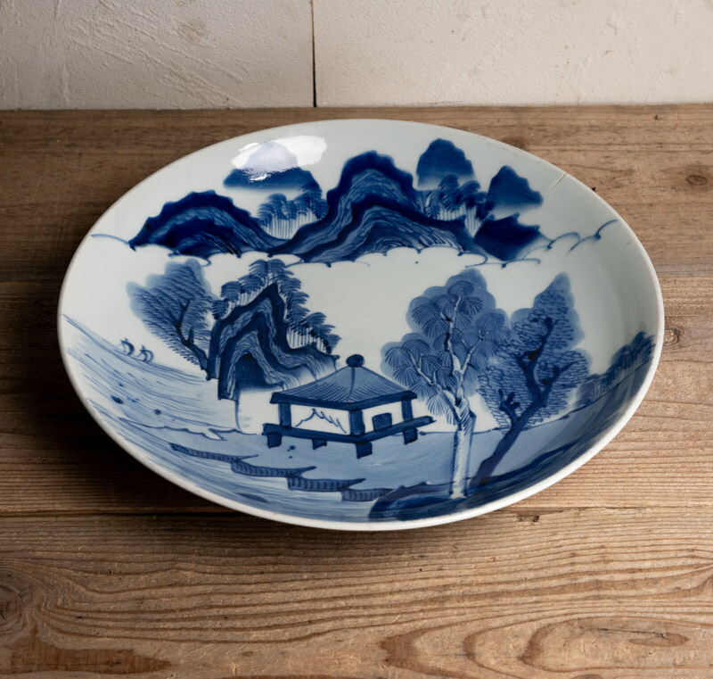 楽天市場】骨董○古伊万里染付山水文大皿○36cm | 江戸後期-19世紀頃