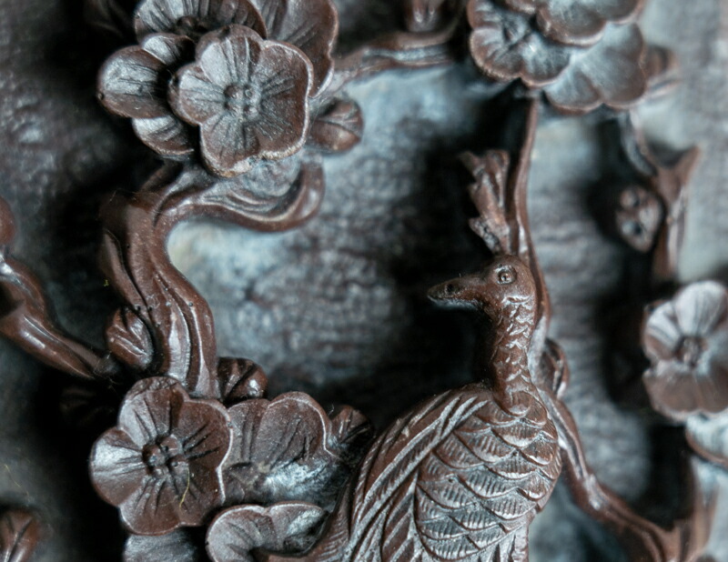 楽天市場】骨董○赤間硯 / 陽刻花鳥文蓋付○一石の彫銘あり | 20世紀頃