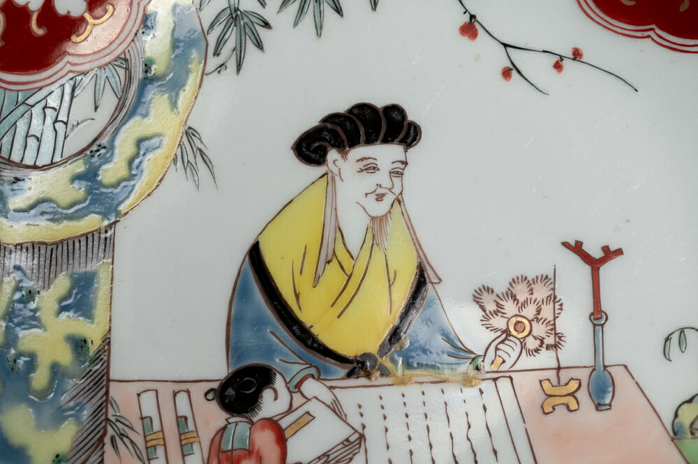 楽天市場】骨董○古伊万里色絵唐人図皿 / 27cm○輪花皿 | 江戸時代-19