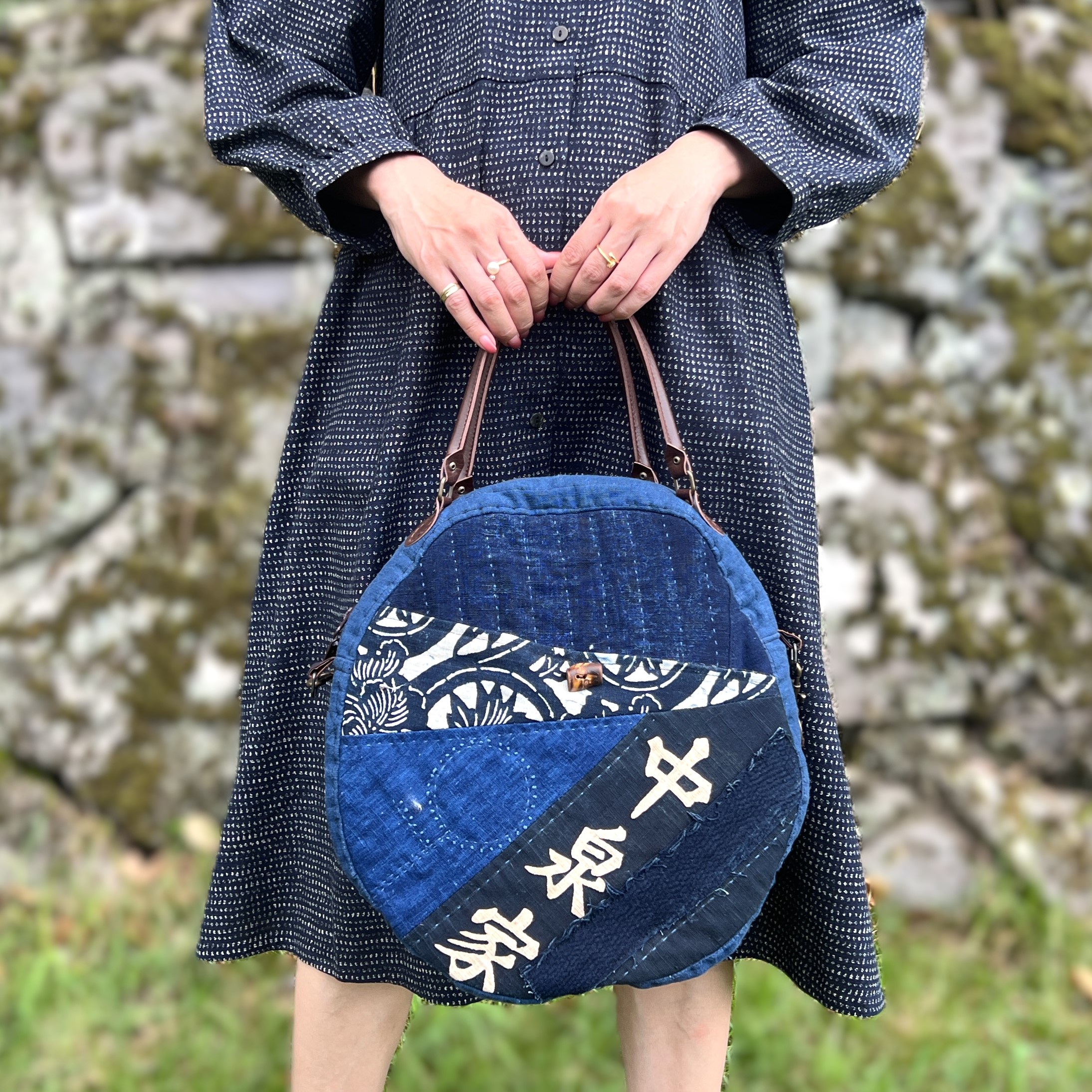 楽天市場】【古布2wayバッグ】古布藍染め久留米絣型染めトートバッグ