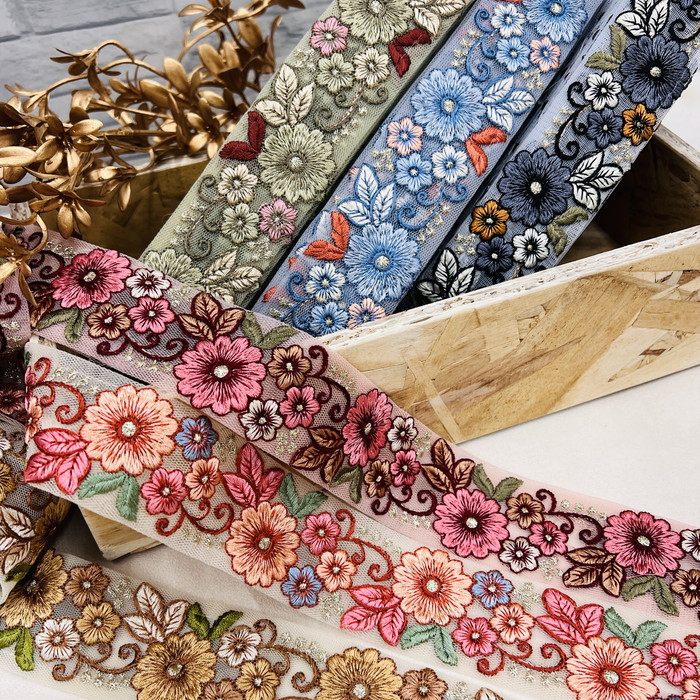 楽天市場】【50cm単位】 刺繍リボン インド刺繍リボン リボン 幅約4cm