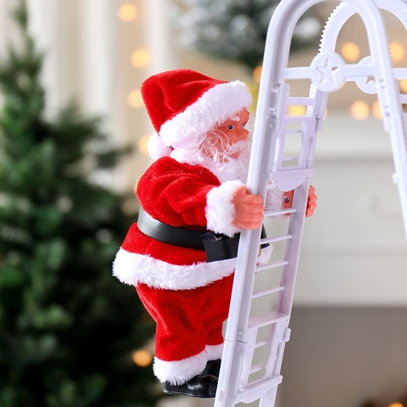 楽天市場】クリスマス装飾品 サンタクロース 梯子を登るサンタ 音楽