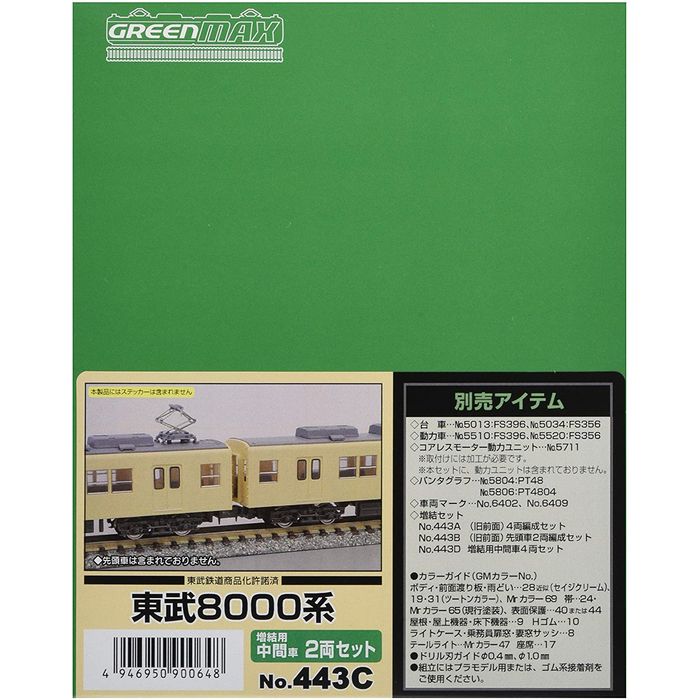 楽天市場】Nゲージ 未塗装 エコノミーキット 東武 8000系 増結用 中間