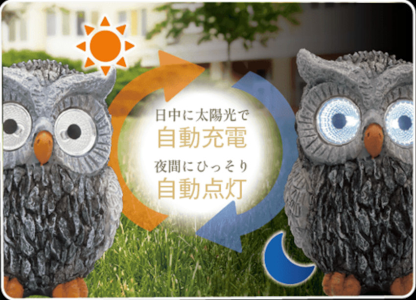 楽天市場】フクロウライト ソーラーライト 両目が光る! ガーデンライト