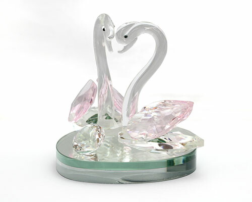 楽天市場】クリスタルガラス スワン 置物｜ピンク｜白鳥 置物