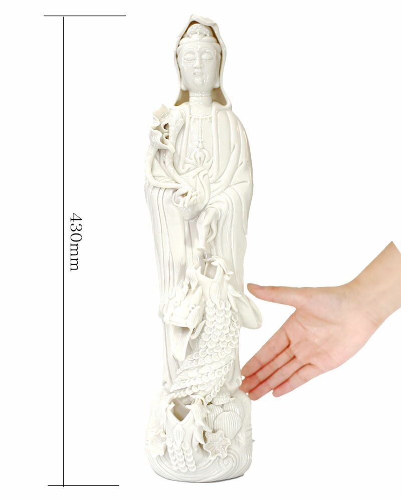 楽天市場】白磁陶器 観音様 置物 滴水観音菩薩 Lサイズ 観音 置物 癒し