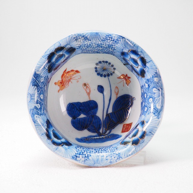 楽天市場】花蝶文様 盃洗 0089江戸時代 伊万里 色絵 金彩 手描き酒器