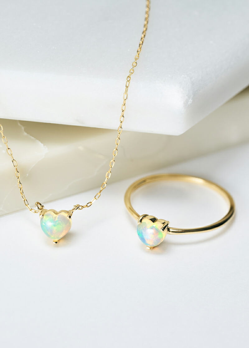 楽天市場】【倉庫発送】K10 ハート オパール ネックレス ペンダント