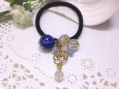 楽天市場】【ラピスラズリヘアゴム 大玉ラピスラズリ 薔薇チャーム