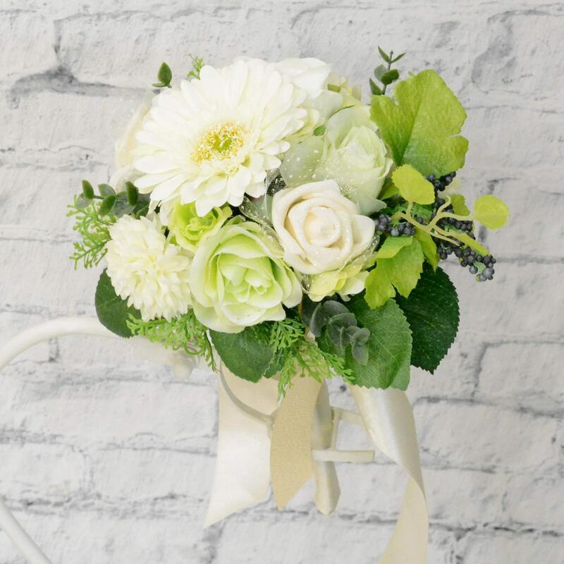 楽天市場】ウェディングブーケ ホワイトグリーンナチュラル ブートニア
