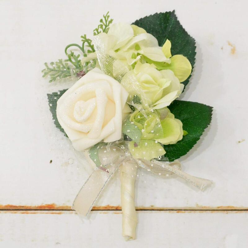 楽天市場】ウェディングブーケ ホワイトグリーンナチュラル ブートニア