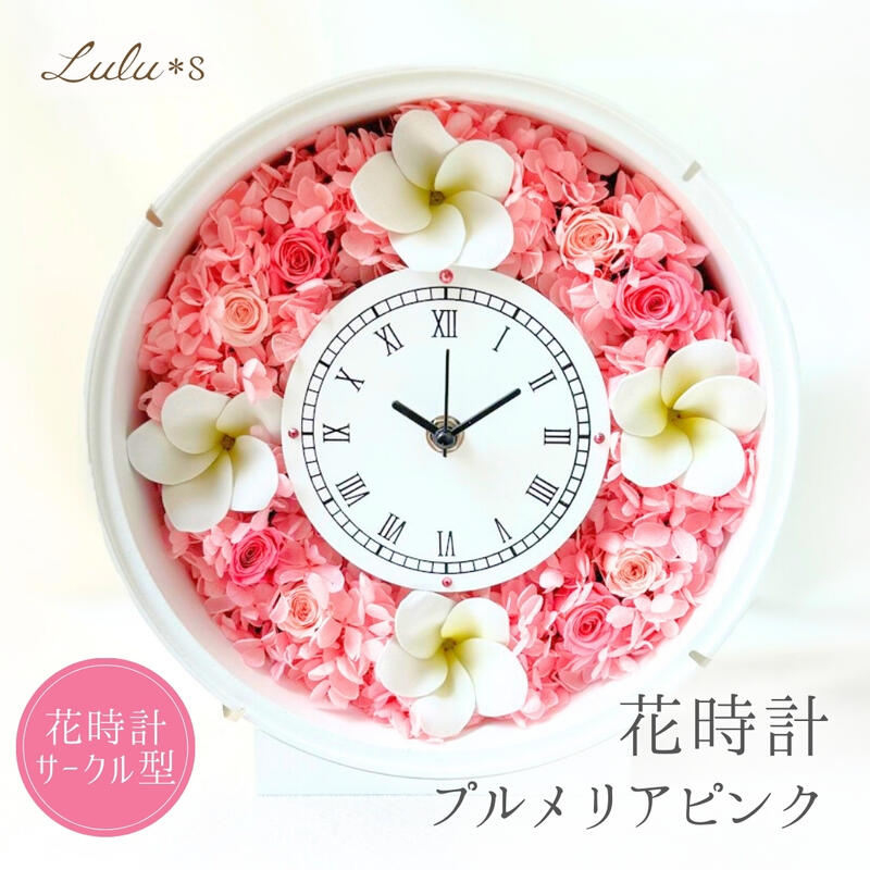 楽天市場】プリザーブドフラワー プルメリア サークル 花 時計