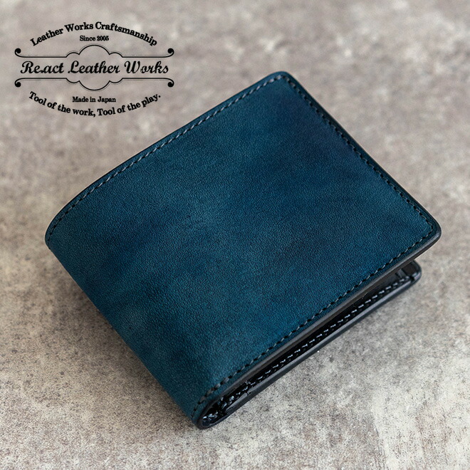 楽天市場】RE.ACT リアクト インディゴ染め 二つ折り財布 財布 レザー