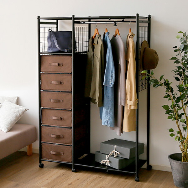 楽天市場】ハンガーラック チェスト ワードローブ キャスター付き