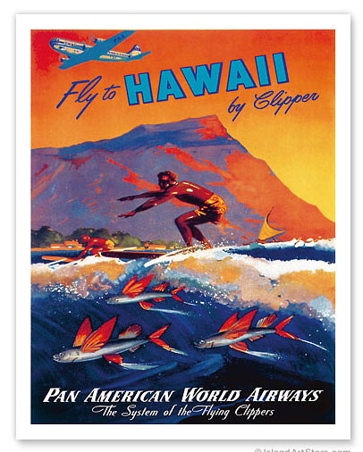 楽天市場】ハワイアン ポスター 【 ビンテージ】 【Fly To Hawaii