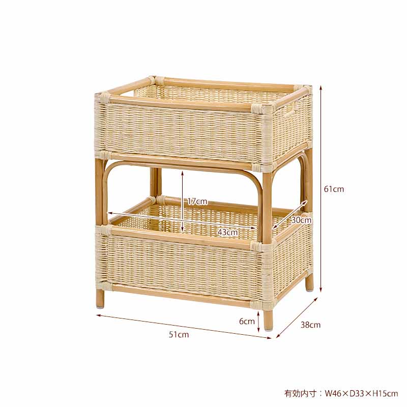 楽天市場】アジアン家具 ラタン 2段ランドリーラック チェスト