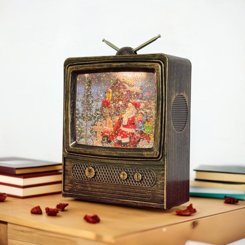 す*ん様 ☆値下! レトロテレビ型 クリスマス音楽＆雪舞仕掛
