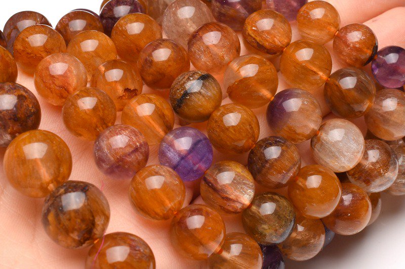 楽天市場】レア!! 希少なオレンジバイカラー フローライト 14mm 天然石