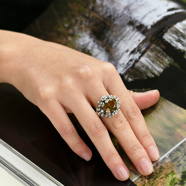 楽天市場】碌山 大粒 コニャッククォーツ シードパール リング シック