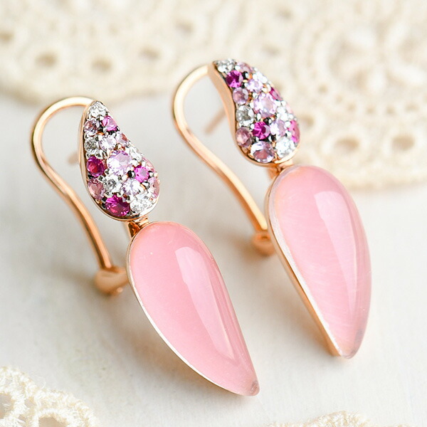 楽天市場】ピンククォーツ ピンクサファイア ダイヤモンド ピアス