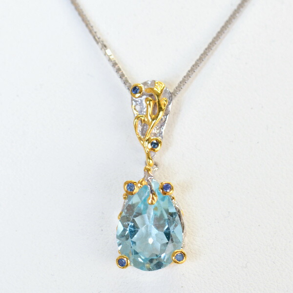 楽天市場】ブルートパーズ＆サファイアペンダントトップ キラキラ