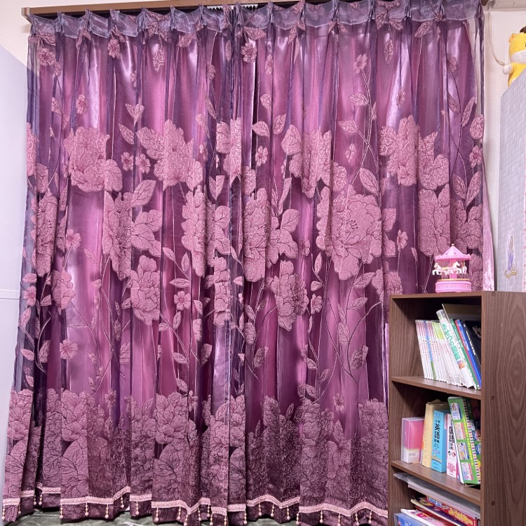 カーテン 丈208cm×幅187cm 2倍ひだ レース タッセル付 ベージュ