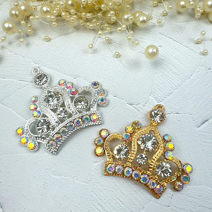 楽天市場】豪華な王冠アイテム チャーム クラウン 大き目 メタルパーツ