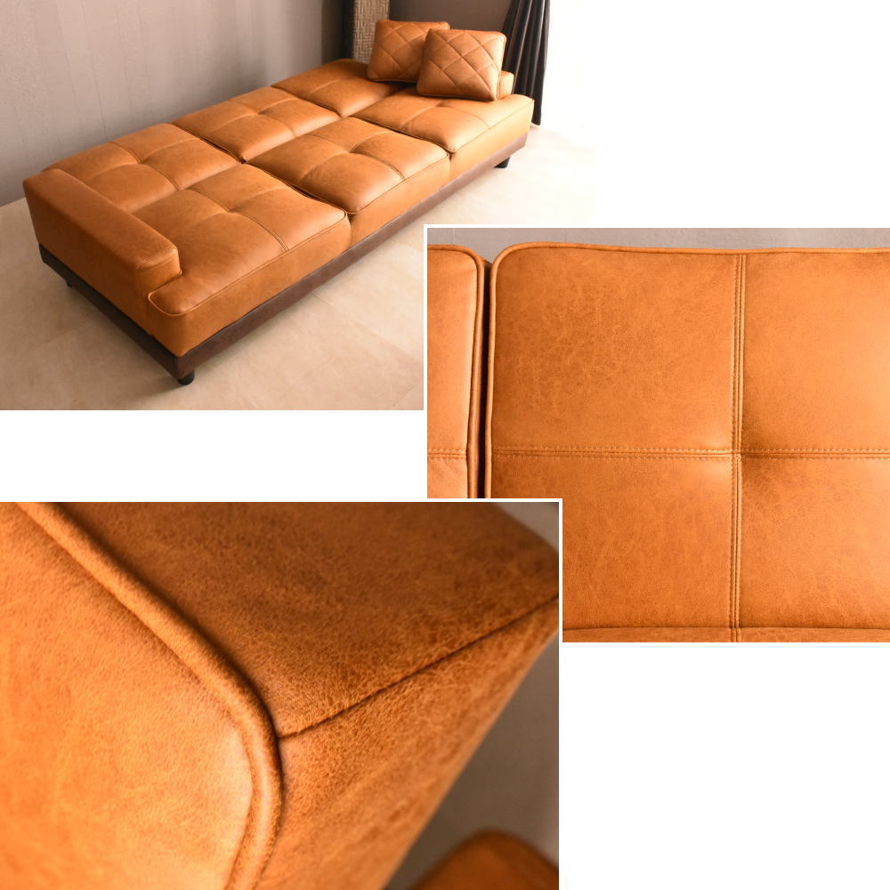 楽天市場】新素材ファブリック張りソファーベッド オットマン付き 3人