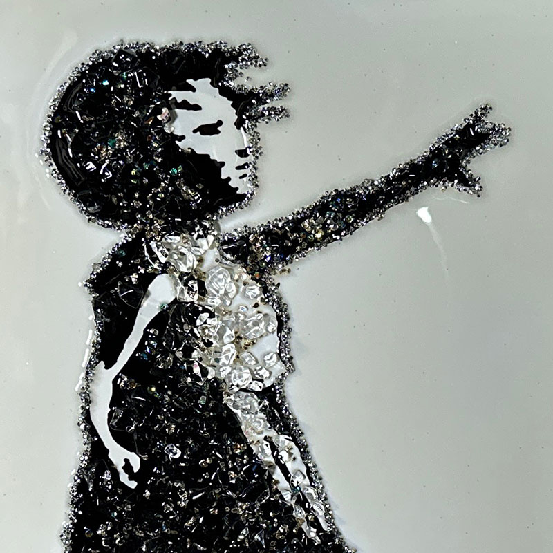 楽天市場】水晶パネル アートパネル 60×80cm バンクシー 風船と少女 黒