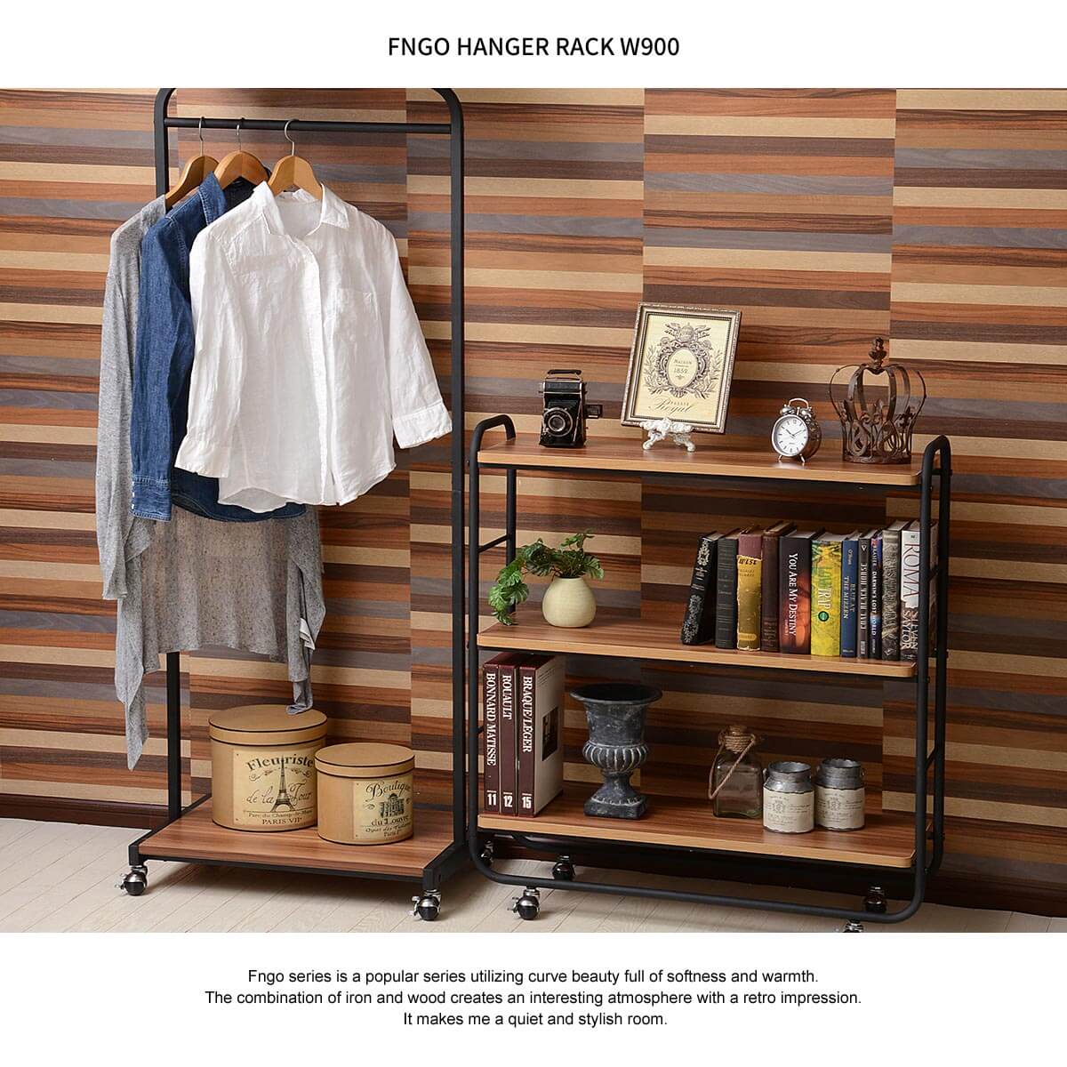 楽天市場】ハンガーラック 90cm おしゃれ 北欧 キャスター付き 棚付き