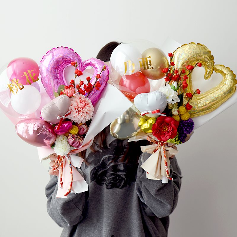 楽天市場】卒業式 花束 和ブーケ バルーン 名入れ ピンク/パープル