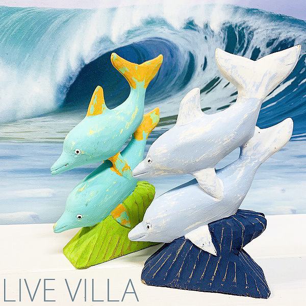 楽天市場】仲良しイルカの木彫りオブジェ : アジアン・マリン雑貨